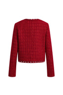 Seraphina Pearl Beaded Trims Boxy Jacket in French Tweed