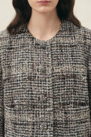 Charlotte Plaid Boxy Jacket in Wool Blend Bouclé Tweed