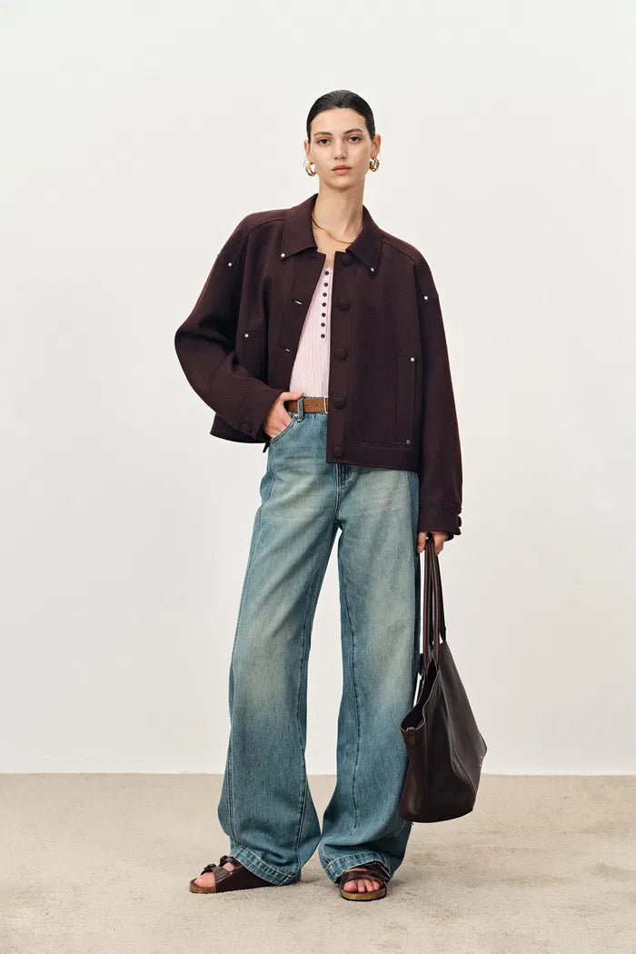 Brianna Hand Sewn Buttonholes Jacket in Merino Wool