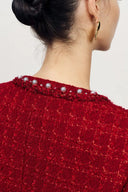 Seraphina Pearl Beaded Trims Boxy Jacket in French Tweed