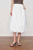 Cathy White Twisted-Seam Bubble Midi Skirt in Lightweight Blend