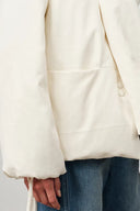Aimee Detachable Scarf Down Jacket in Hollow Yarn Fine Twill
