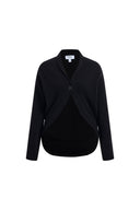 Gracia Black One Button Batwing Sleeve Knit Cardigan in Wool Blend