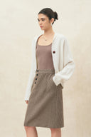 Gracia White One Button Batwing Sleeve Knit Cardigan in Wool Blend