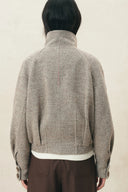 Hazel Textured Harrington Cropped Jacket in Wool Blend
