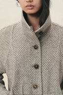 Hazel Textured Harrington Cropped Jacket in Wool Blend