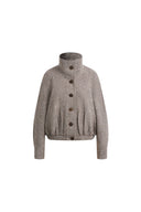 Hazel Textured Harrington Cropped Jacket in Wool Blend