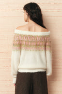 Ione Hand Beaded Off Shoulder Sweater in Alpaca Wool