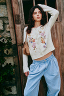 Laelia Hand Embroidery Floral Cardigan in Alpaca Wool Blend