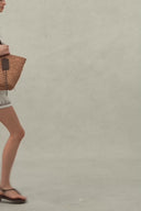 Becky Cross Stitch A Line Shorts in Linen Blend