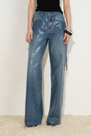 Zia Sequin Embellished Barrel Leg Jeans in Cotton Denim Matthew1