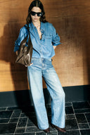 Zia Sequin Embellished Barrel Leg Jeans in Cotton Denim Matthew1